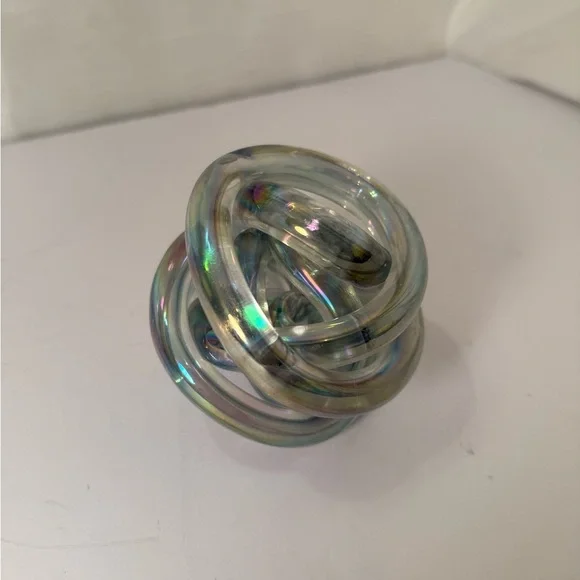 Stunning Murano Twisted Clear Rope Knot Art Glass Paper Weight Sculpture Vintage - Picture 3 of 6